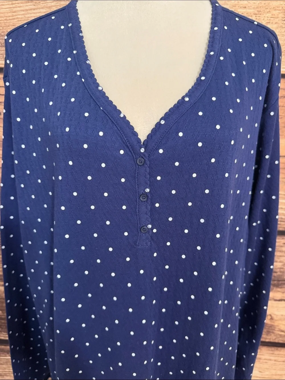 croft & barrow Navy and White Polka Dot Two-Piece Pajama Set